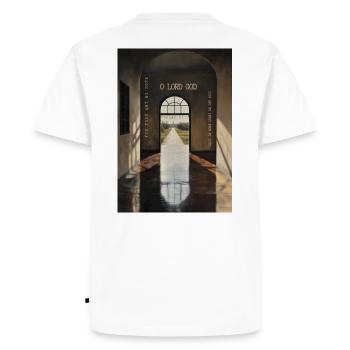 God, My Hope and Trust – From the Beginning - Men's Premium Organic T-Shirt - white - Back - Nico (187cm)