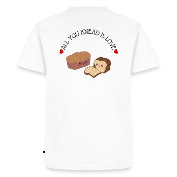 Jeu de mots lyrique mignon Tout ce que vous pétrissez est l'amour! - T-shirt Premium bio Homme - blanc - Dos - Nico (187cm)