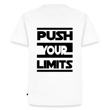 PUSH YOUR LIMITS - T-shirt Premium bio Homme - blanc - Dos - Nico (187cm)