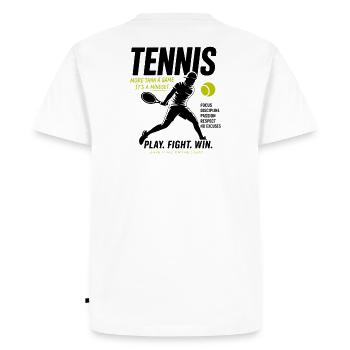Tennis Mindset - Men's Premium Organic T-Shirt - white - Back - Nico (187cm)