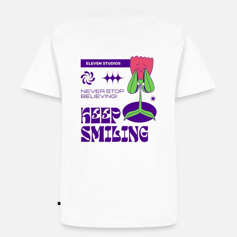 Keep Smiling Backprint - Männer Premium Bio T-Shirt - Weiß