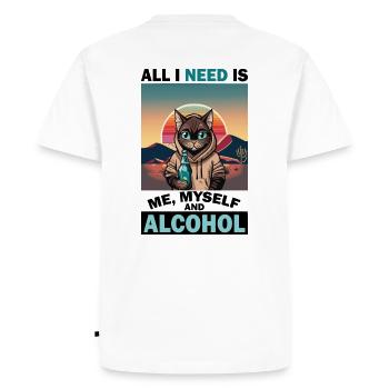 Tout ce dont j’ai besoin, c’est de moi, de moi-même et de l’alcool - T-shirt Premium bio Homme - blanc - Dos - Nico (187cm)