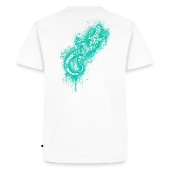 Lézard gecko tribal tatouage turquoise - T-shirt Premium bio Homme - blanc - Dos - Nico (187cm)