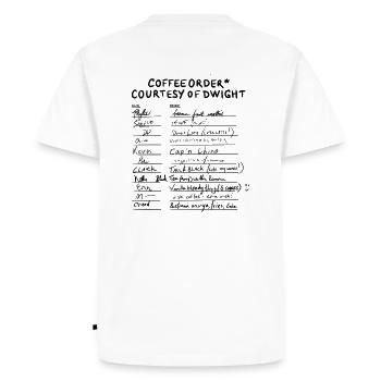The Office - Coffee Order - im Büro - Men's Premium Organic T-Shirt - white - Back - Nico (187cm)