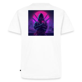 Ninja néon dans Cybercité - T-shirt Premium bio Homme - blanc - Dos - Nico (187cm)