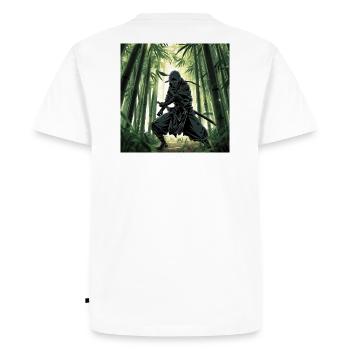 Ninja dans la forêt de bambous - T-shirt Premium bio Homme - blanc - Dos - Nico (187cm)