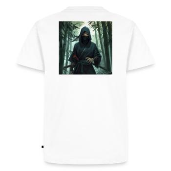 Shadow ninja in bamboo forest - Men's Premium Organic T-Shirt - white - Back - Nico (187cm)
