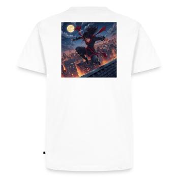 Saut nocturne au clair de lune par-dessus les toits - T-shirt Premium bio Homme - blanc - Dos - Nico (187cm)