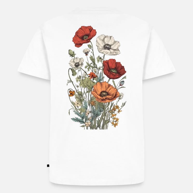 Wunderschönes Boho Mohn Herbarium Bouquet - Männer Premium Bio T-Shirt - Weiß