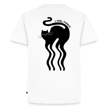 Cat Wavy Long Legs Shirt I Feel Funky Cat - T-shirt Premium bio Homme - blanc - Dos - Nico (187cm)
