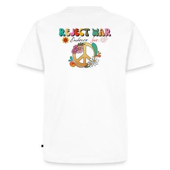 No more War - Men's Premium Organic T-Shirt - white - Back - Nico (187cm)