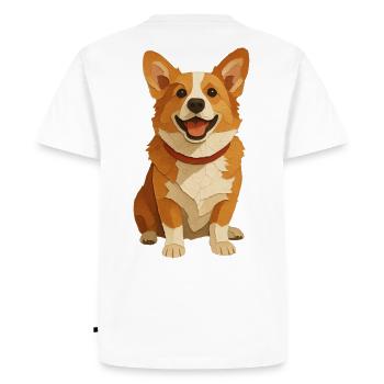 Portrait de papier Corgi - Collage - T-shirt Premium bio Homme - blanc - Dos - Nico (187cm)