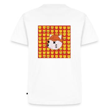Chat yeux en croix avec casquette street - T-shirt Premium bio Homme - blanc - Dos - Nico (187cm)
