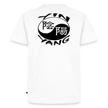 yin and yang simple design - Men's Premium Organic T-Shirt - white - Back - Nico (187cm)