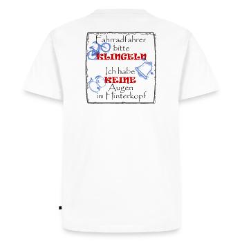 Cyclistes s’il vous plaît sonner la cloche - T-shirt Premium bio Homme - blanc - Dos - Nico (187cm)