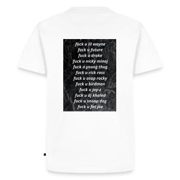 fuck u celebrity - T-shirt Premium bio Homme - blanc - Dos - Nico (187cm)