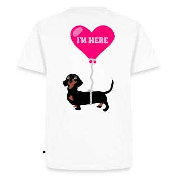 Helium Sausage Dog - Men's Premium Organic T-Shirt - white - Back - Nico (187cm)