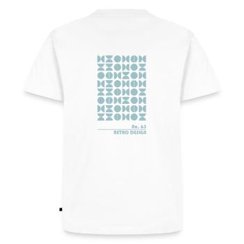 Retro Design 63, Grey/ Green - Men's Premium Organic T-Shirt - white - Back - Nico (187cm)