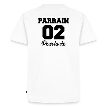 parrain 02 pour la vie - Men's Premium Organic T-Shirt - white - Back - Nico (187cm)