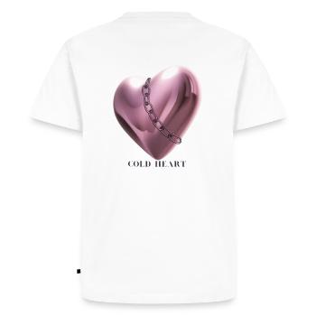 Cold heart 3D avec collier rosé et retour coldheart - T-shirt Premium bio Homme - blanc - Dos - Nico (187cm)