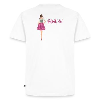 Pfiat di,bye,back view,dirndl,firm - T-shirt Premium bio Homme - blanc - Dos - Nico (187cm)