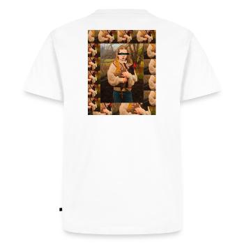 L’amour du poulet dans les bois - T-shirt Premium bio Homme - blanc - Dos - Nico (187cm)