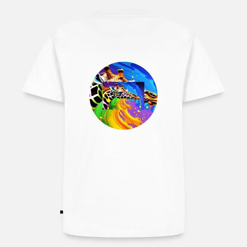 Farbenfrohe Giraffe - Männer Premium Bio T-Shirt - Weiß