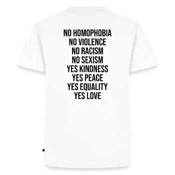 Proverbe droits de l’homme - T-shirt Premium bio Homme - blanc - Dos - Nico (187cm)