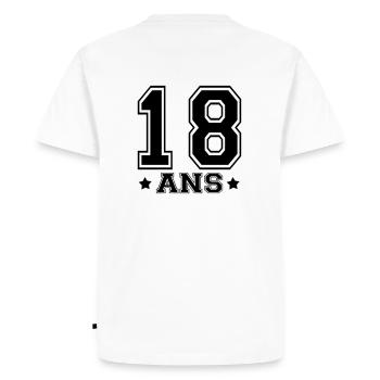 18 ANS,âge,numéro - T-shirt Premium bio Homme - blanc - Dos - Nico (187cm)