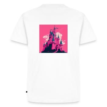 Pink princess castle pop art style - Men's Premium Organic T-Shirt - white - Back - Nico (187cm)