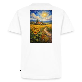 Sentier du tournesol dans le champ aurifère - T-shirt Premium bio Homme - blanc - Dos - Nico (187cm)