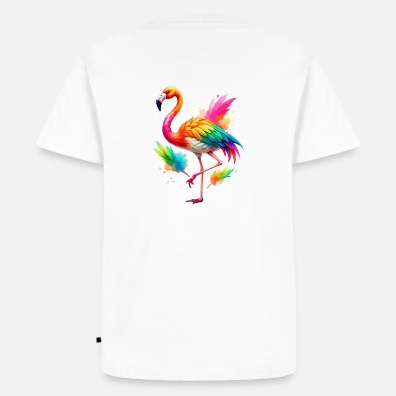 Flamingo Pride Back - Männer Premium Bio T-Shirt - Weiß
