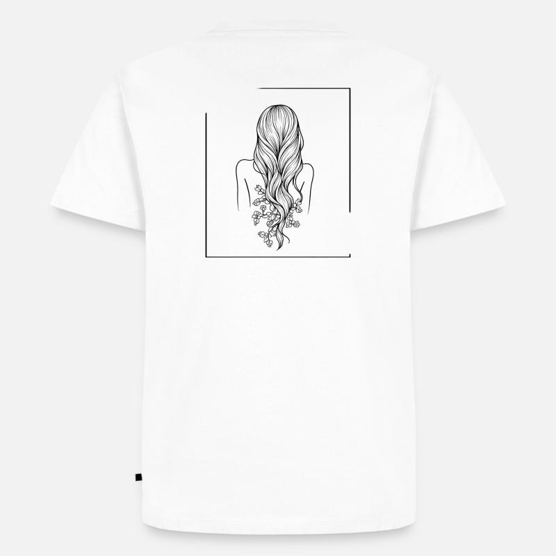 Frau mit Blumenhaar - Männer Premium Bio T-Shirt - Weiß