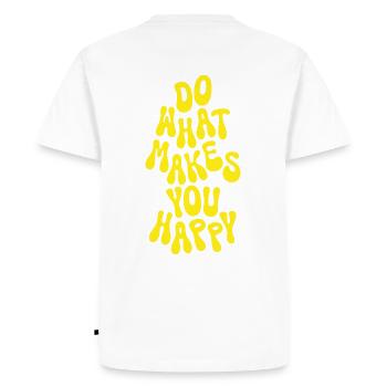 Do what makes you happy sunny yellow saying retro - Men's Premium Organic T-Shirt - white - Back - Nico (187cm)