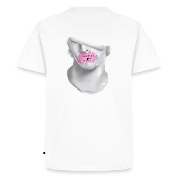 Bubble Gun Half Face White Sculpture Back - Men's Premium Organic T-Shirt - white - Back - Nico (187cm)