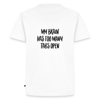 Mon cerveau a trop d’onglets ouverts - T-shirt Premium bio Homme - blanc - Dos - Nico (187cm)