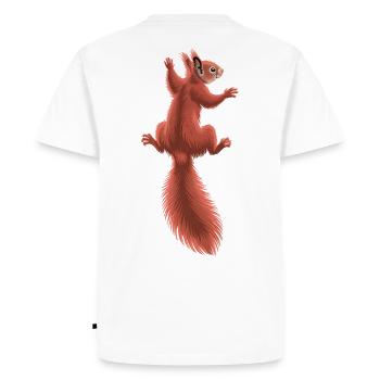 Cute climbing red squirrel - Men's Premium Organic T-Shirt - white - Back - Nico (187cm)
