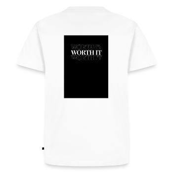 Worth it Streetwearhinten Printed - Men's Premium Organic T-Shirt - white - Back - Nico (187cm)