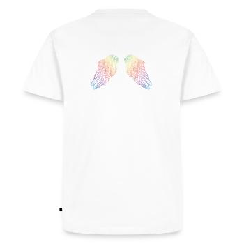 Rainbow Coloured Angel Wings - Men's Premium Organic T-Shirt - white - Back - Nico (187cm)