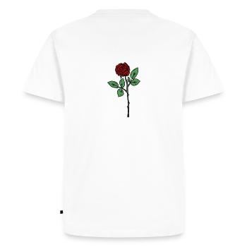 Roses, ChaneI and - Men's Premium Organic T-Shirt - white - Back - Nico (187cm)