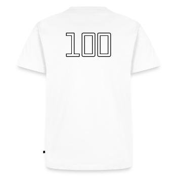 Numéro 100 (Style Université) - T-shirt Premium bio Homme - blanc - Dos - Nico (187cm)