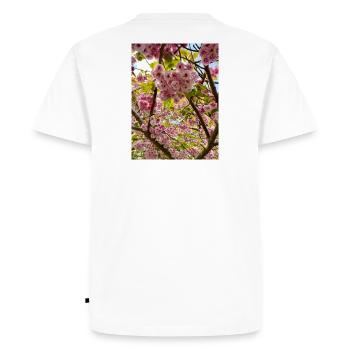 Cherry blossom magic in spring - Men's Premium Organic T-Shirt - white - Back - Nico (187cm)