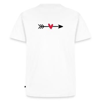 Flèche avec cadeau d'amour coeur cupidon - T-shirt Premium bio Homme - blanc - Dos - Nico (187cm)