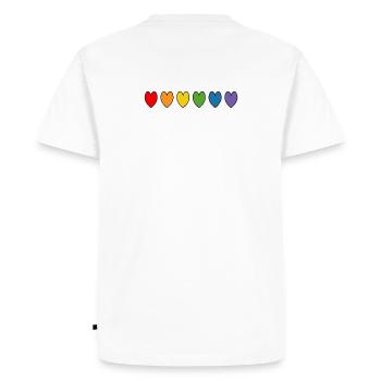 Coeurs arc-en-ciel - T-shirt Premium bio Homme - blanc - Dos - Nico (187cm)