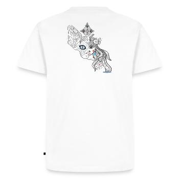 Visages de chien et de fille - T-shirt Premium bio Homme - blanc - Dos - Nico (187cm)