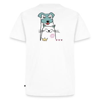 Dog and cat - Men's Premium Organic T-Shirt - white - Back - Nico (187cm)