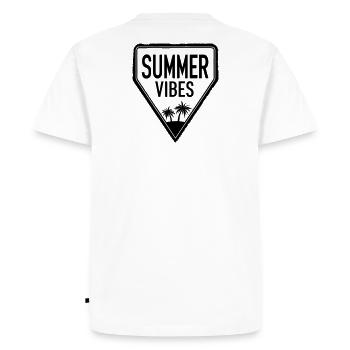 Design SUMMER VIBES avec lettrage cool - T-shirt Premium bio Homme - blanc - Dos - Nico (187cm)
