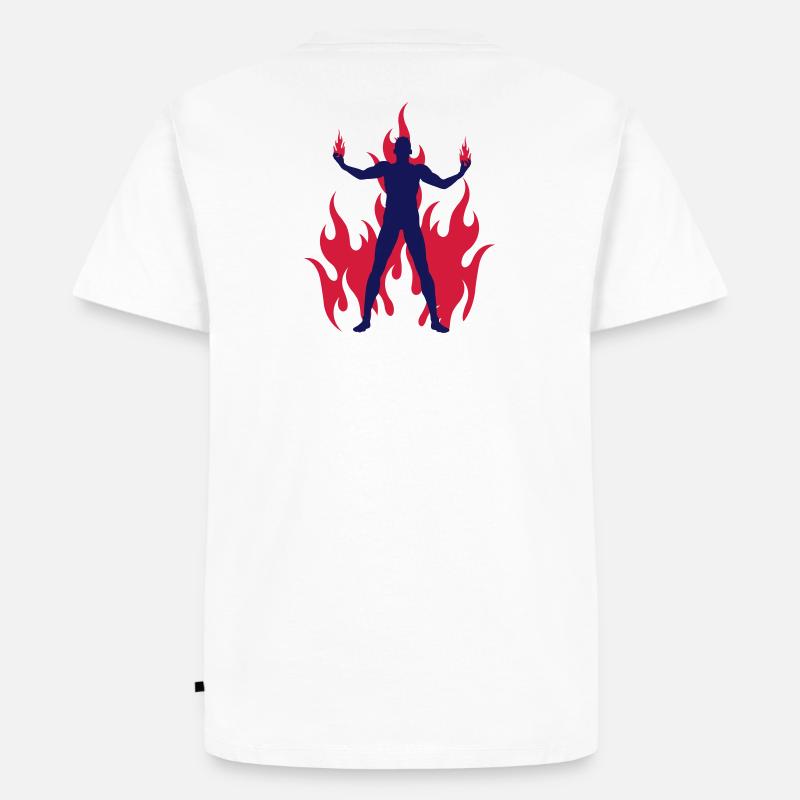 rocking devil - rockender teufel - flammen flames - Männer Premium Bio T-Shirt - Weiß