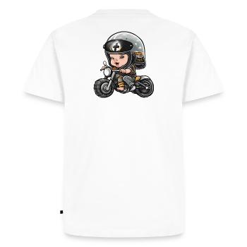 bébé motard, futur motard, baby biker - T-shirt Premium bio Homme - blanc - Dos - Nico (187cm)