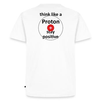 L’université dit « comme un proton » le don, les étudiants - T-shirt Premium bio Homme - blanc - Dos - Nico (187cm)